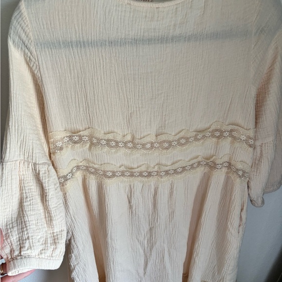 Bohemian Cream Listicle Button-up midi dress with Lace details in size medium - Picture 8 of 10
